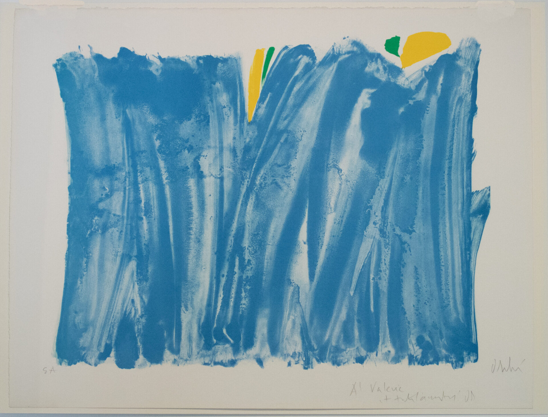 Olivier Debré, Signe-paysage, lithographie sur vélin d'Arches, signée, justifiée EA et dédicacée au crayon par l'artiste, 58 x 76 cm, circa 1995